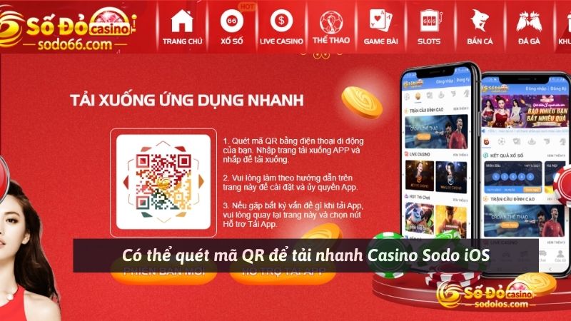 Có thể quét mã QR để tải nhanh Casino Sodo iOS